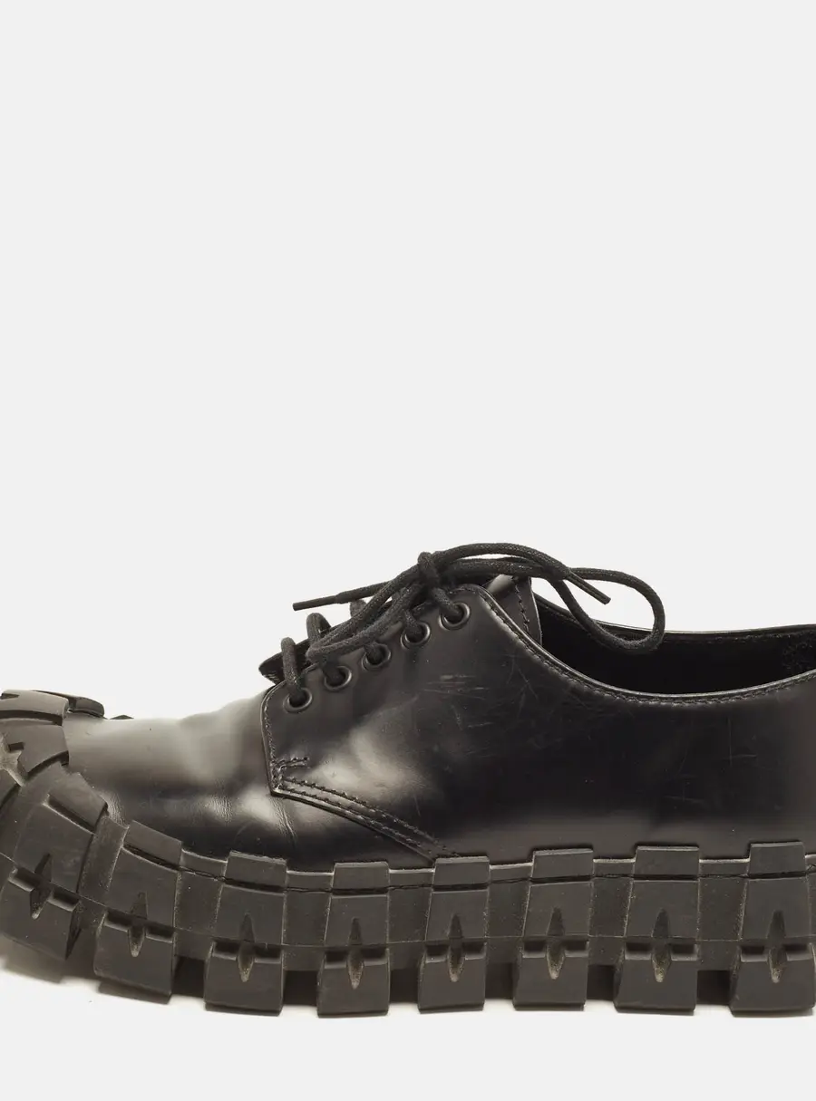 Prada Double Wheel Size 43 Black Leather Derby