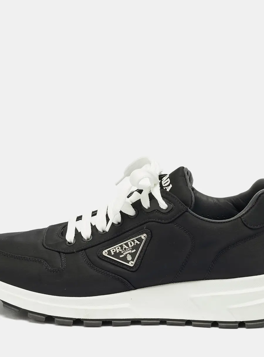 Prada New Avenue Size 43.5 Black Nylon Lace Up Sneakers
