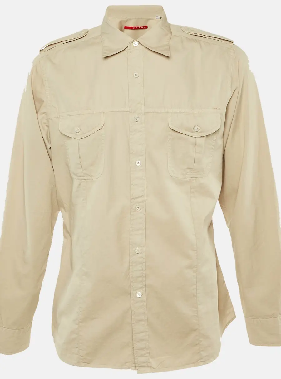 Prada Sport Beige Cotton Button Front Shirt XL