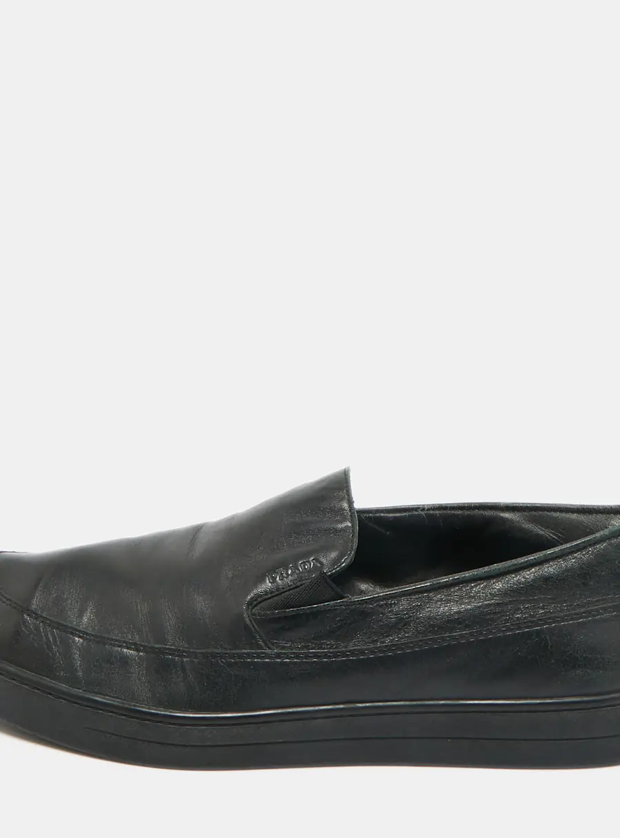 Prada Sport Black Leather Slip On Sneakers Size 45