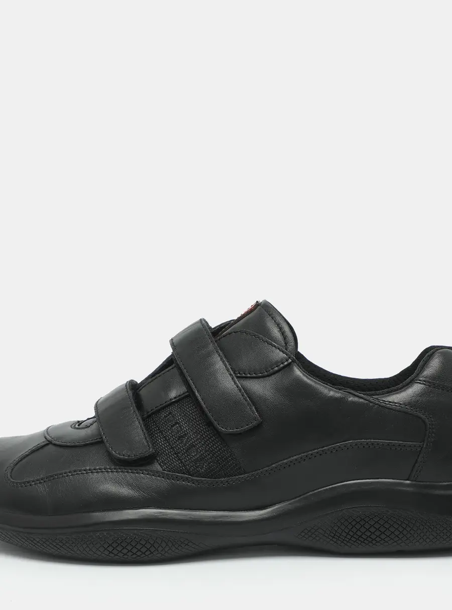 Prada Sport Size 45 Black Leather Velcro Low Top Sneakers