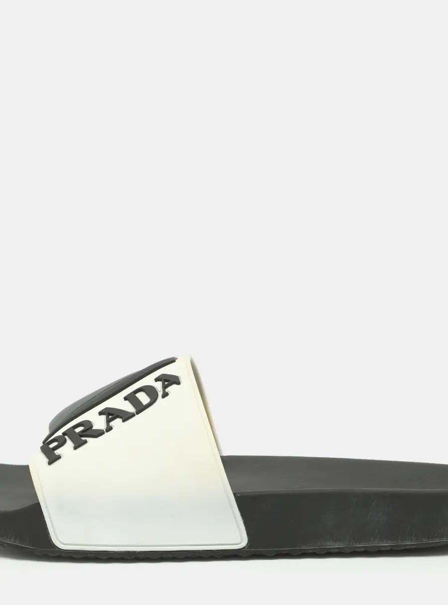 Prada Sport Logo Size 44 Multicolor Rubber Flat Slides