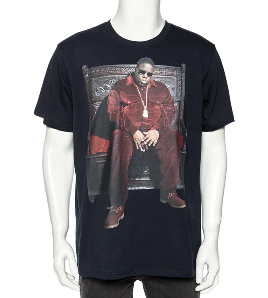 R13 Navy Blue Cotton Biggie Throne Curtis Printed Short Sleeve T-Shirt L
