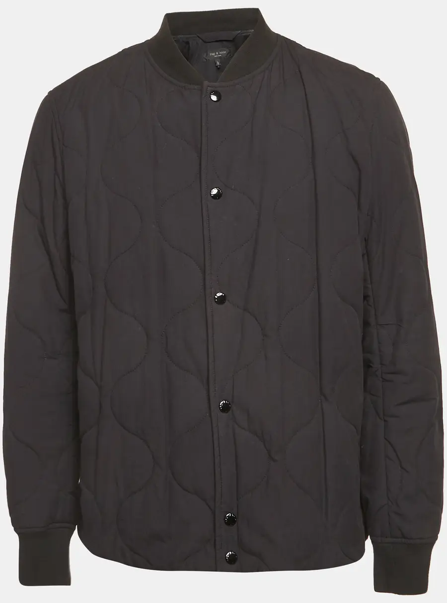 Rag & Bone Black Cotton Quilted Bomber Jacket L