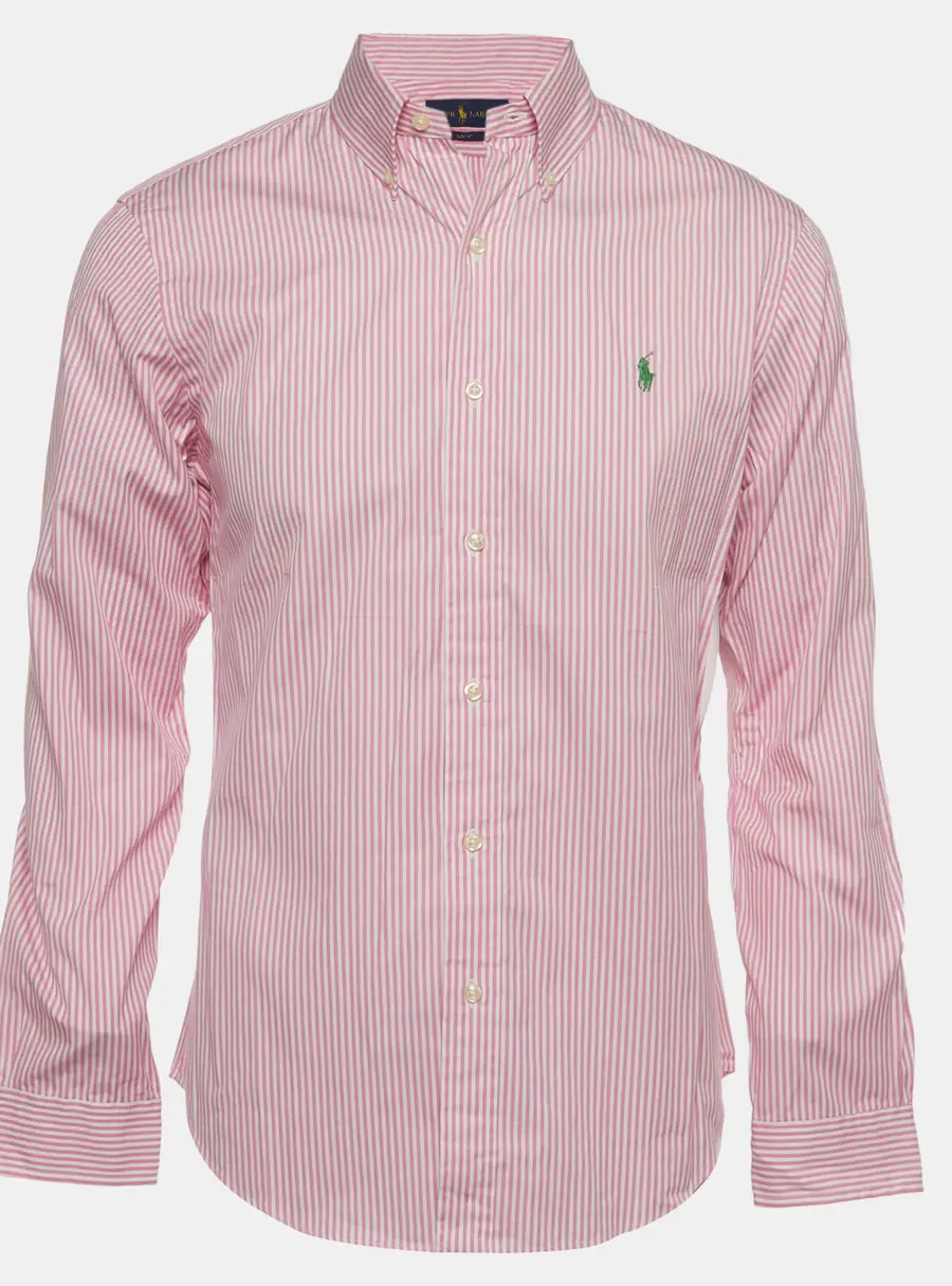 Ralph Lauren Pink Striped Poplin Slim Fit Shirt M