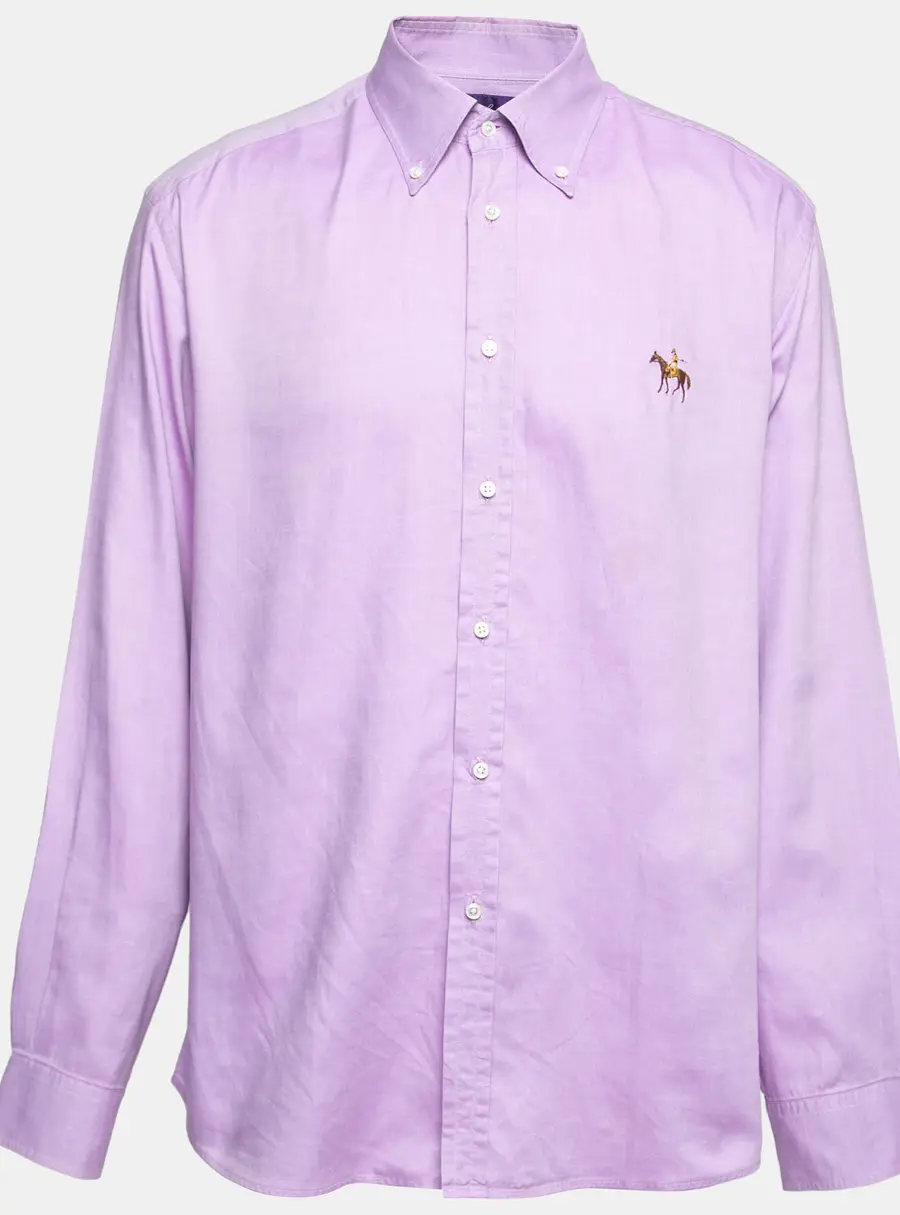 Ralph Lauren Lavender Cotton Logo Embroidered Button Down Shirt S