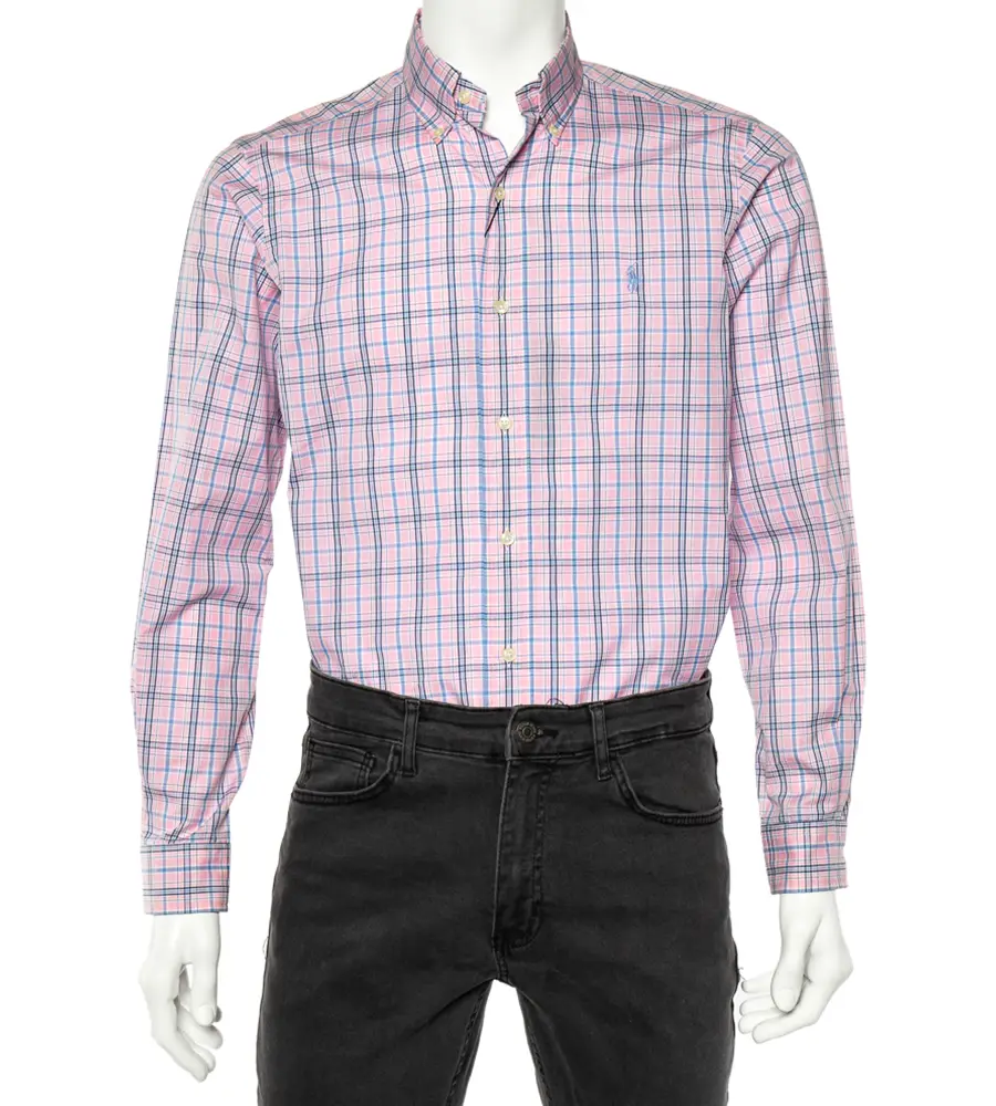 Ralph Lauren Pink Checked Cotton Long Sleeve Classic Fit Shirt S