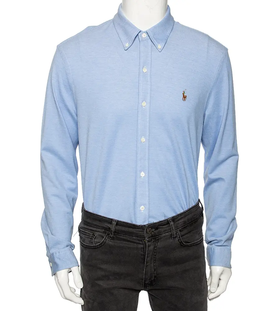 Ralph Lauren Blue Cotton Knit Oxford Shirt XL