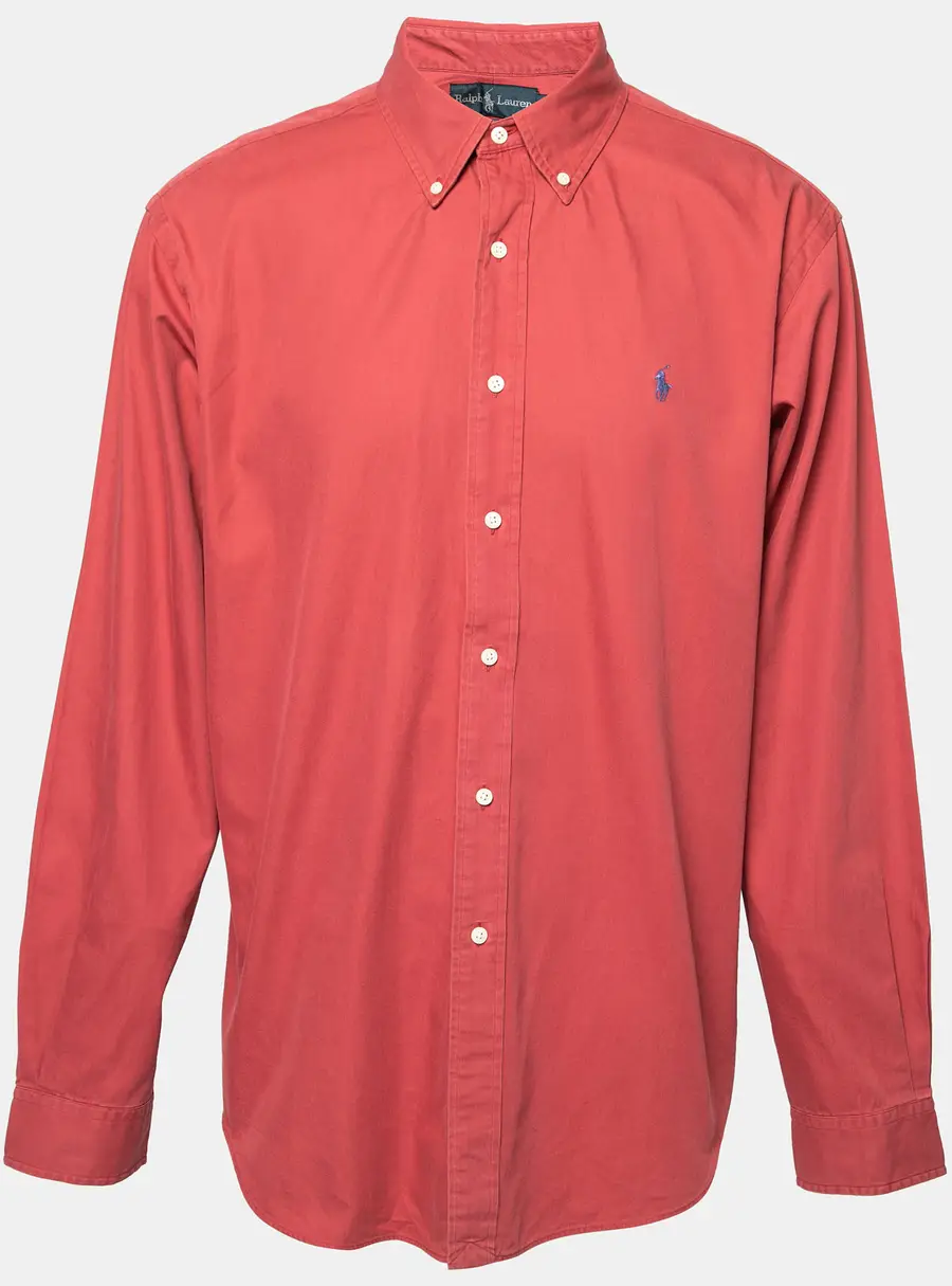 Ralph Lauren Red Cotton Button Front Classic Fit Shirt XL