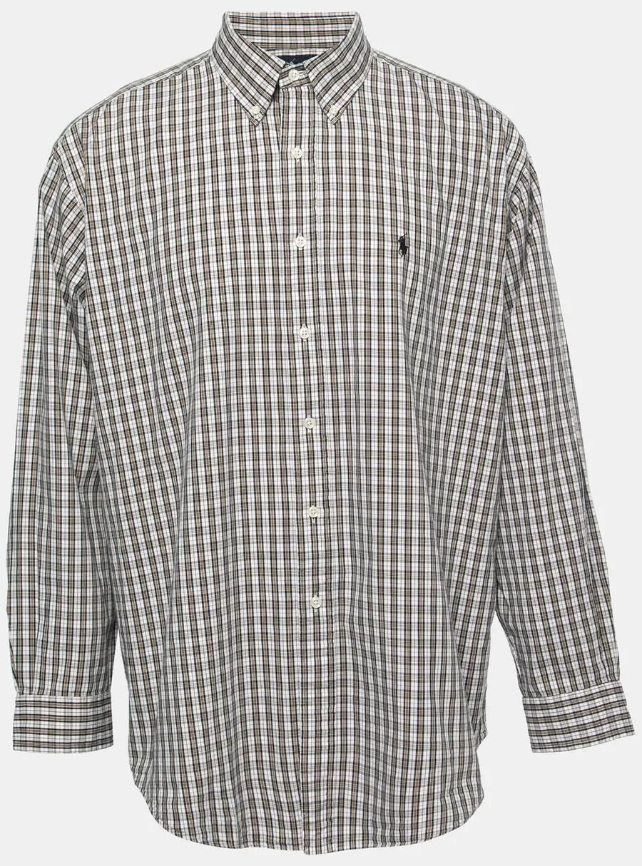 Ralph Lauren White/Yellow Checked Cotton Button Down Blake Shirt XL