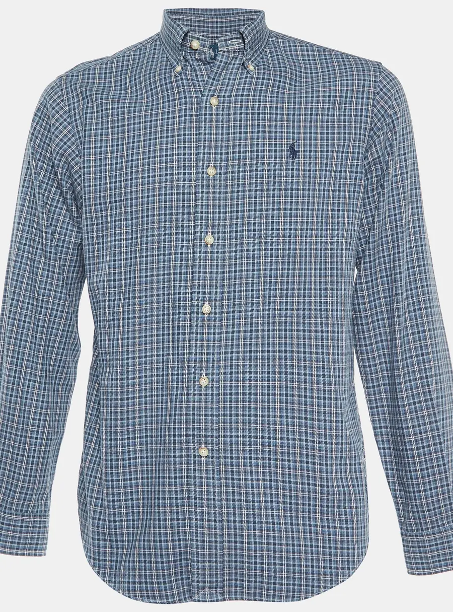 Ralph Lauren Blue Checked Coton Classic Fit Button Down Shirt S