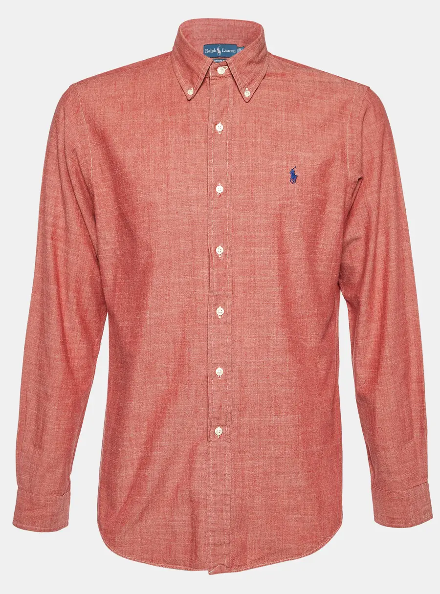 Ralph Lauren Coral Red Cotton Custom Fit Button Down Shirt M