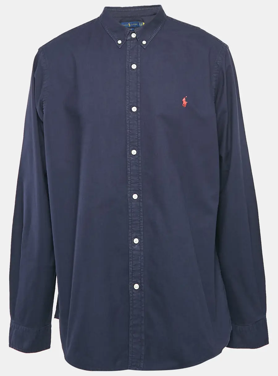 Ralph Lauren Navy Blue Logo Embroidered Button Down Shirt XXL