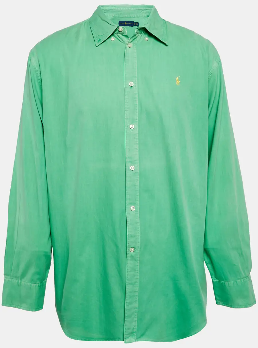 Ralph Lauren Green Cotton Button Front Full Sleeve Shirt XL