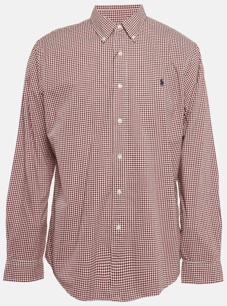 Ralph Lauren Red Gingham Checks Cotton Slim Fit Shirt XL