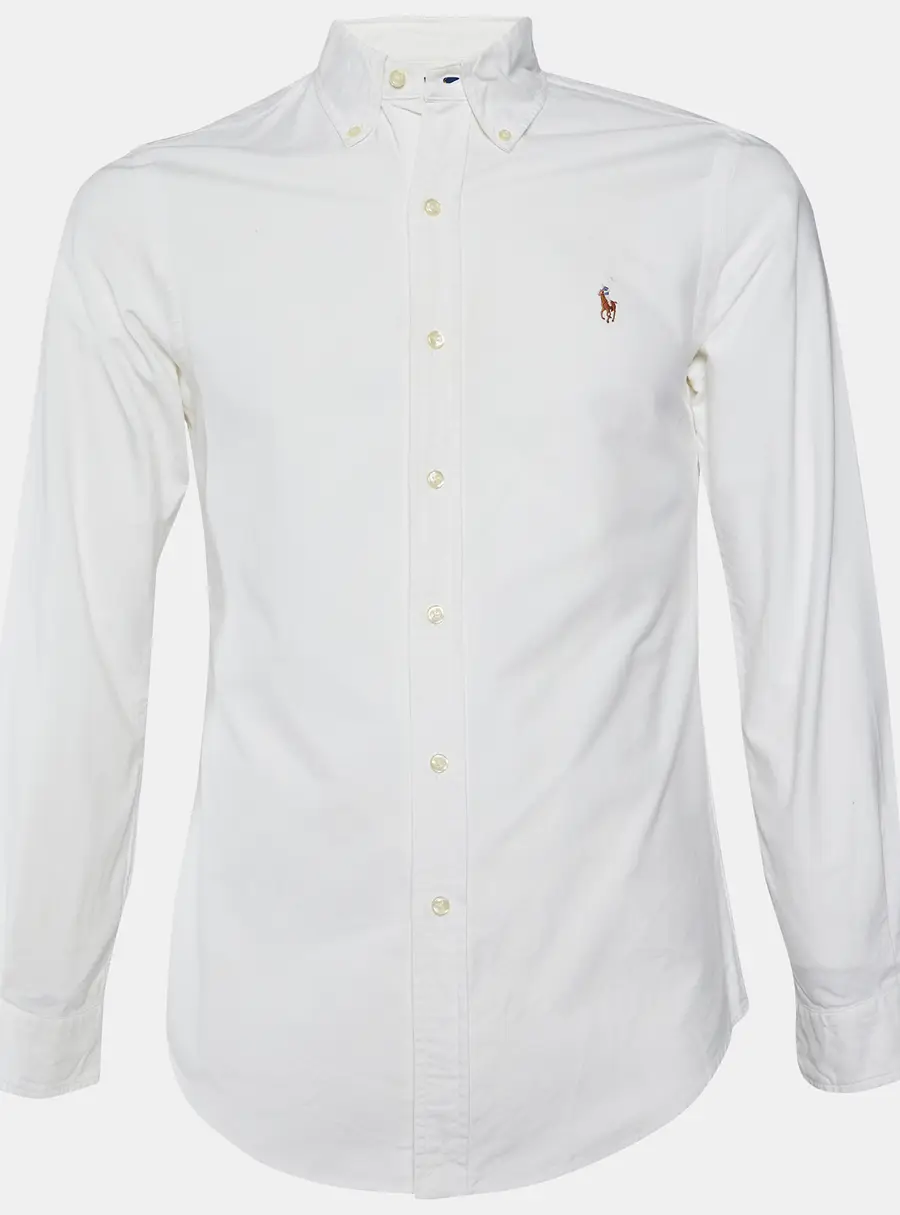 Ralph Lauren White Cotton Slim Fit Button Down Shirt S