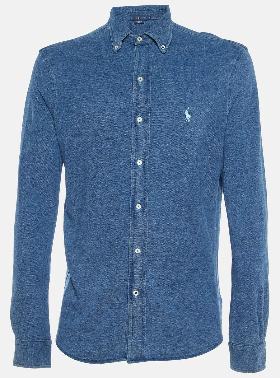 Ralph Lauren Blue Cotton Featherweight Mesh Button Down Shirt M