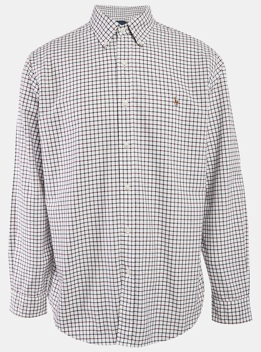 Ralph Lauren White/Blue Checks Cotton Custom Fit Shirt XL