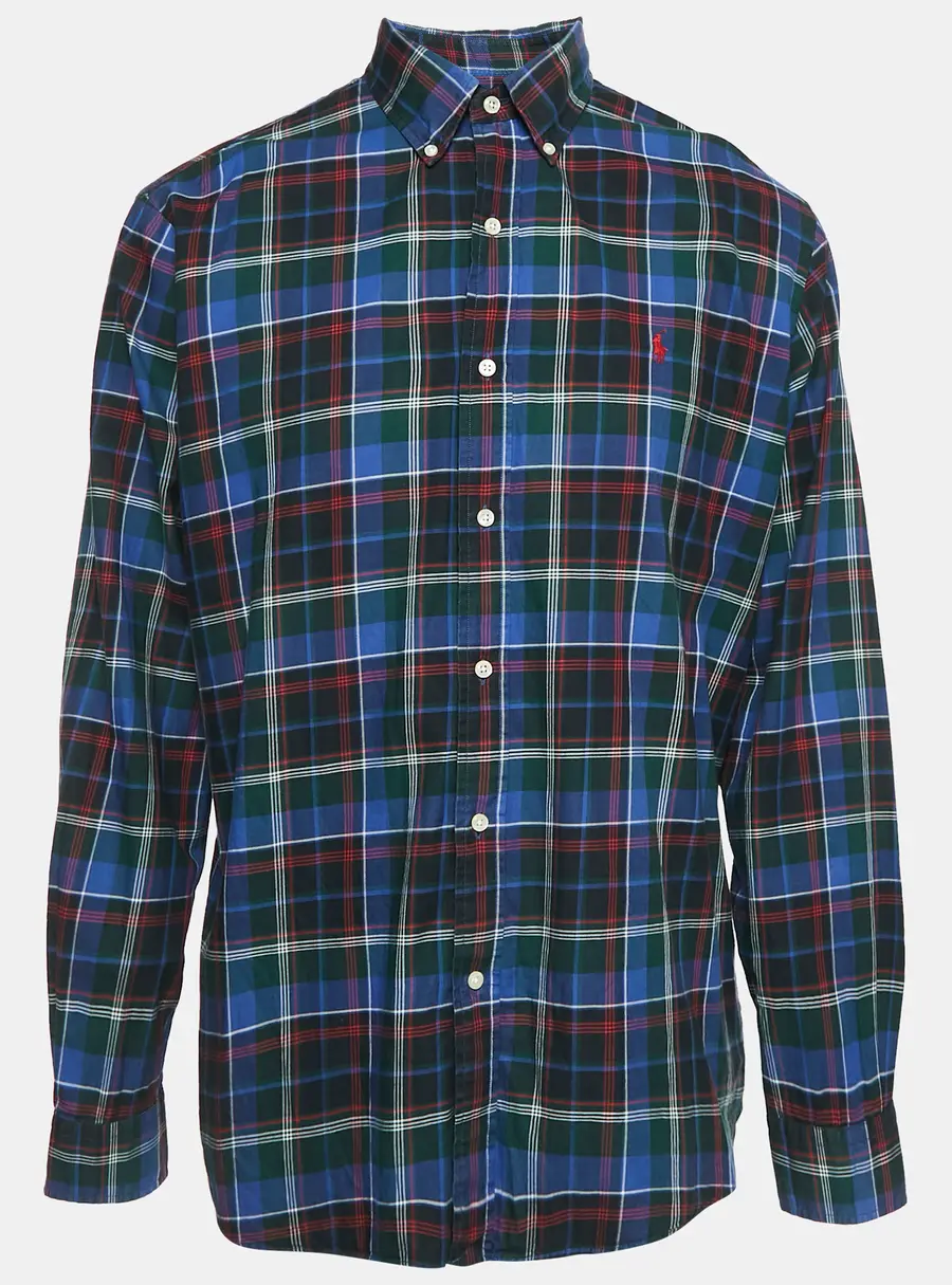 Ralph Lauren Blue/Green Tartan Check Cotton Classic Fit Shirt XL