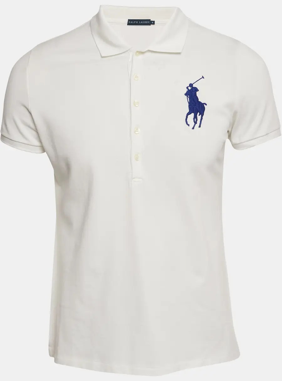 Ralph Lauren White Embroidered Polo Pony Cotton Polo T-Shirt XL