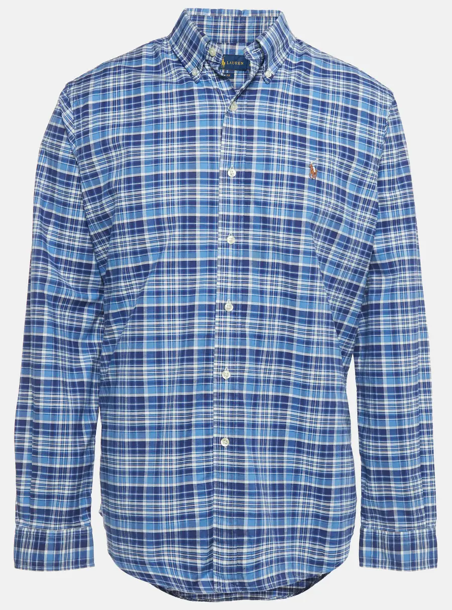 Ralph Lauren Blue Checkered Cotton Classic Fit Shirt L