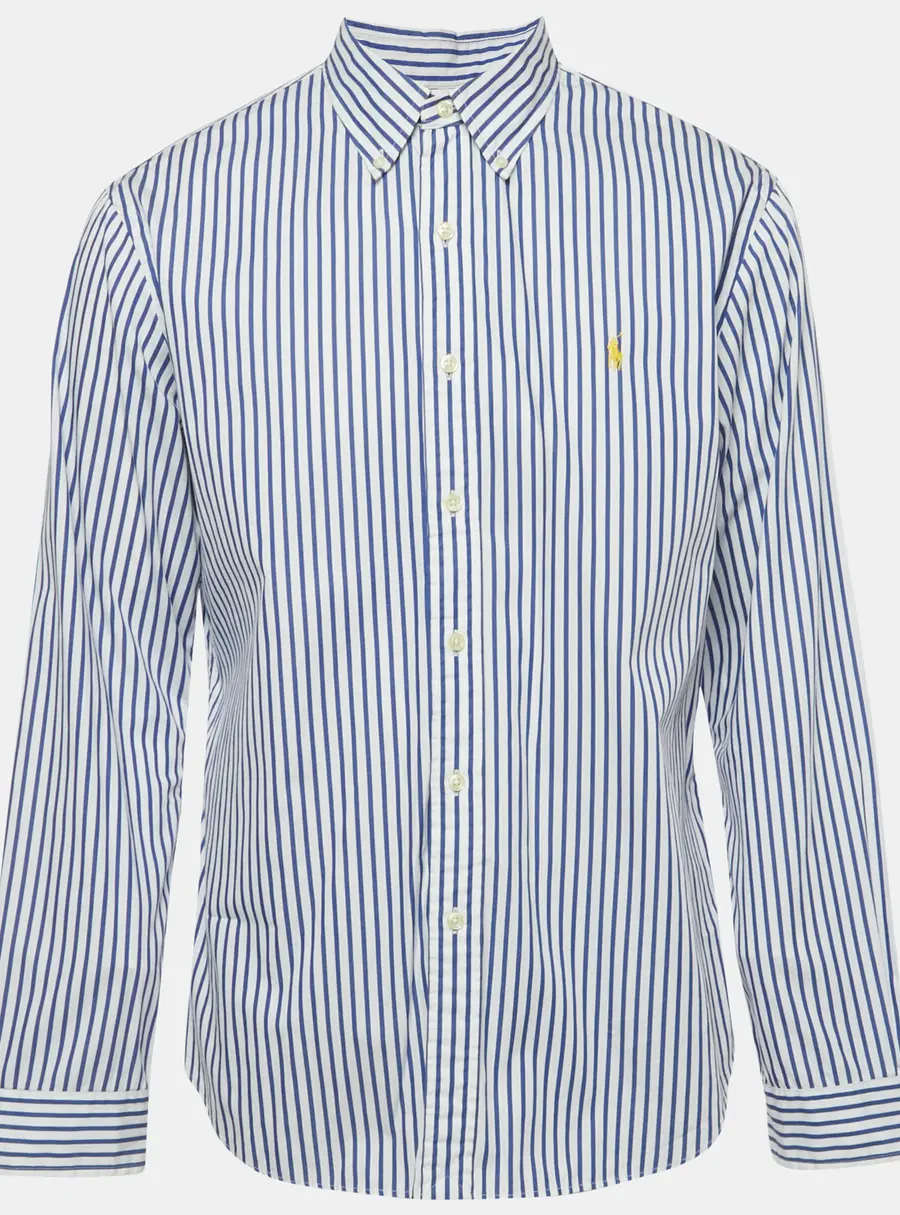 Ralph Lauren White /Blue Striped Cotton Slim Fit Shirt XL