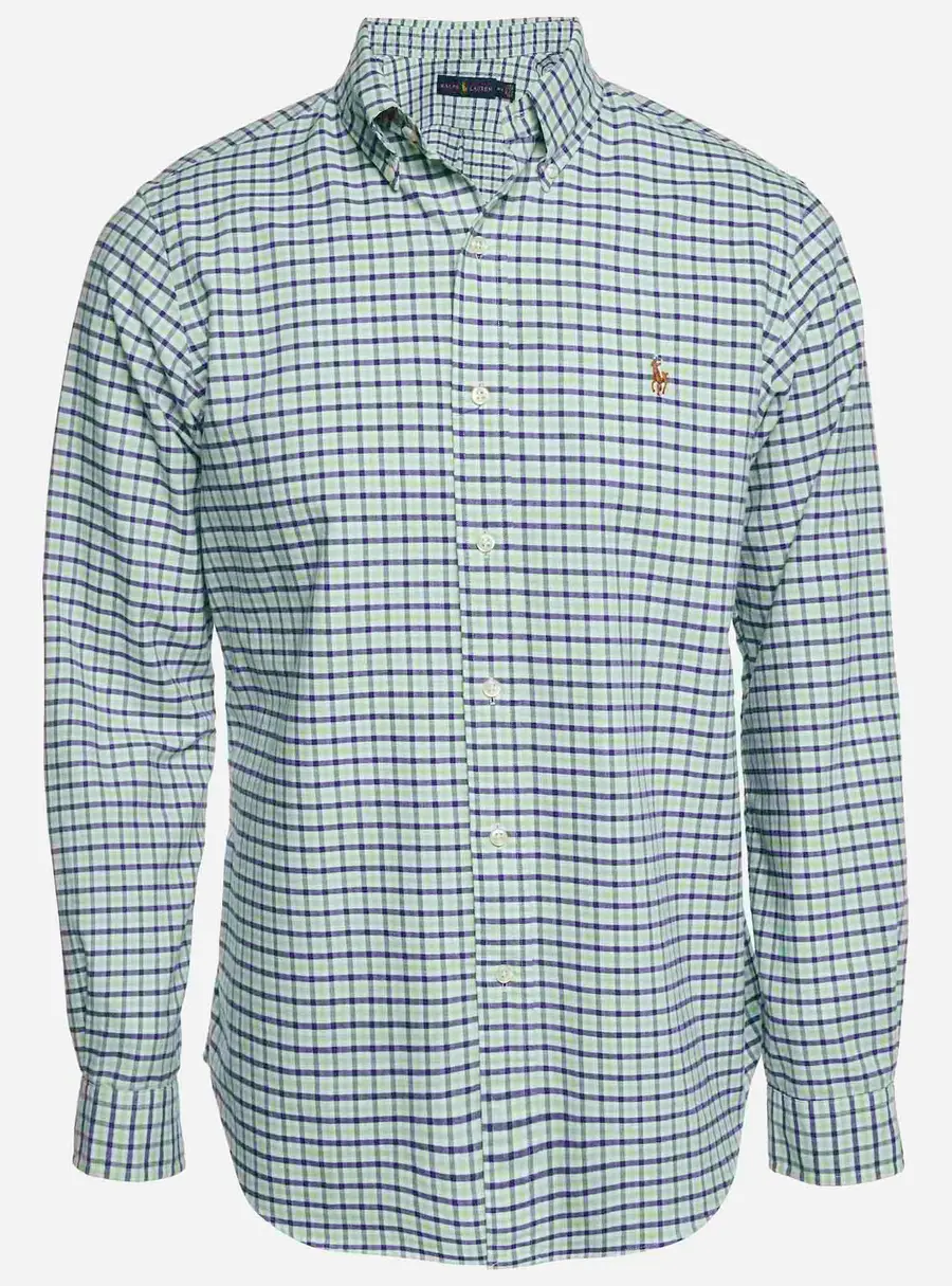 Ralph Lauren Green/Blue Tattersall Oxford Button Up Shirt M