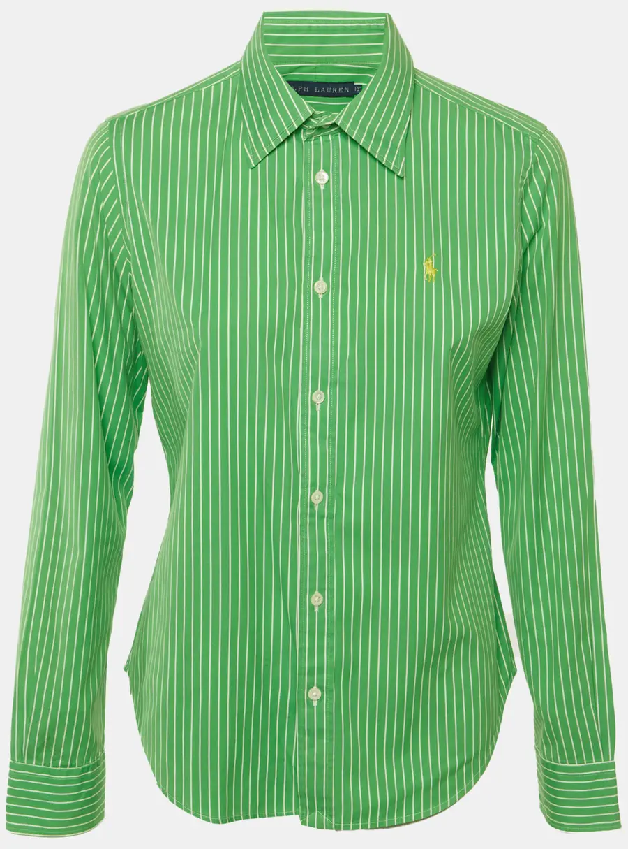 Ralph Lauren Green Striped Cotton Long Sleeves Shirt M