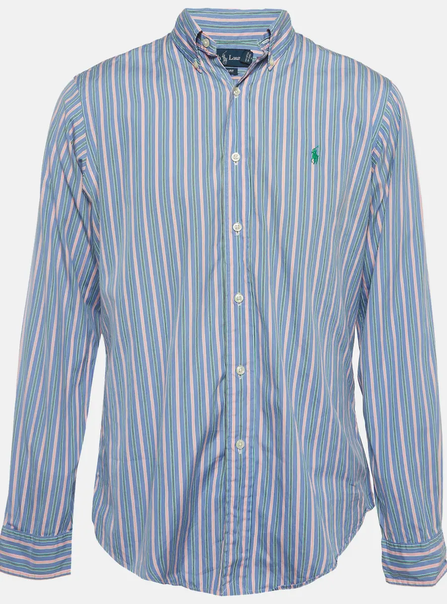 Ralph Lauren Purple Stripe Cotton Button Down Shirt L