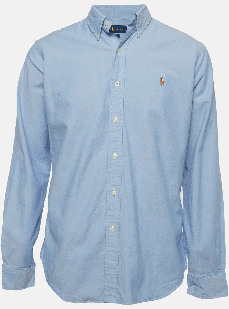 Ralph Lauren Blue Cotton Stretch Oxford Slim Fit Shirt L