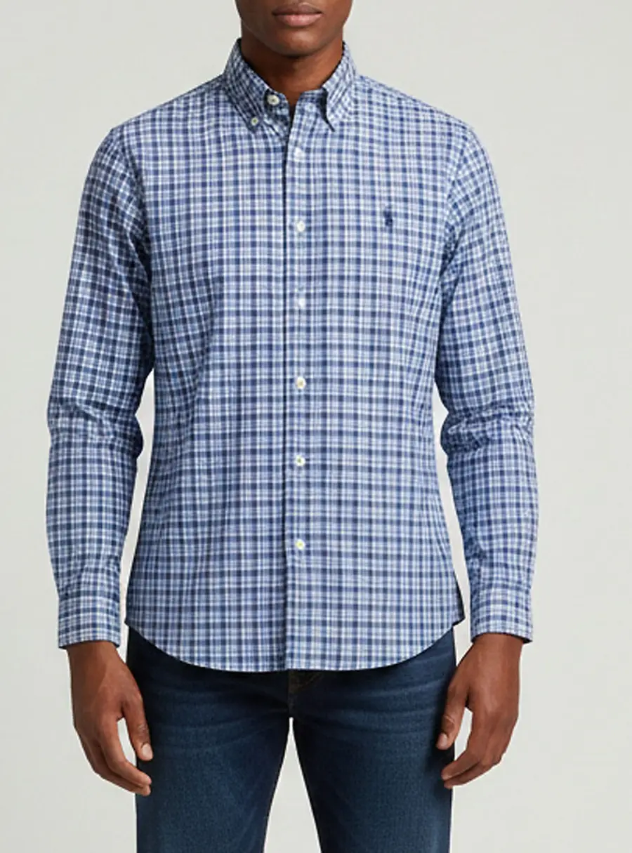 Ralph Lauren Blue Plaid Poplin Button Down Shirt M