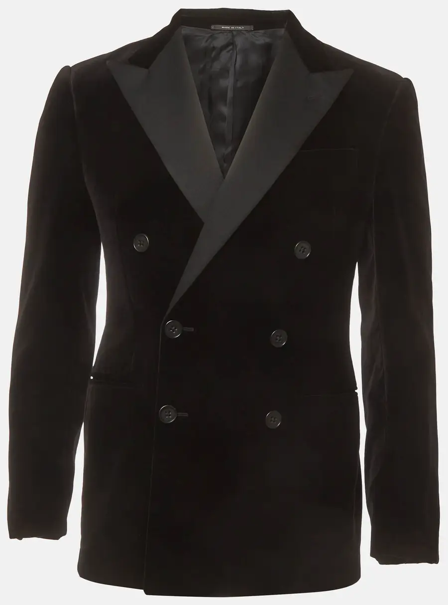Ralph Lauren Black Velvet Double Breasted Tuxedo Blazer M