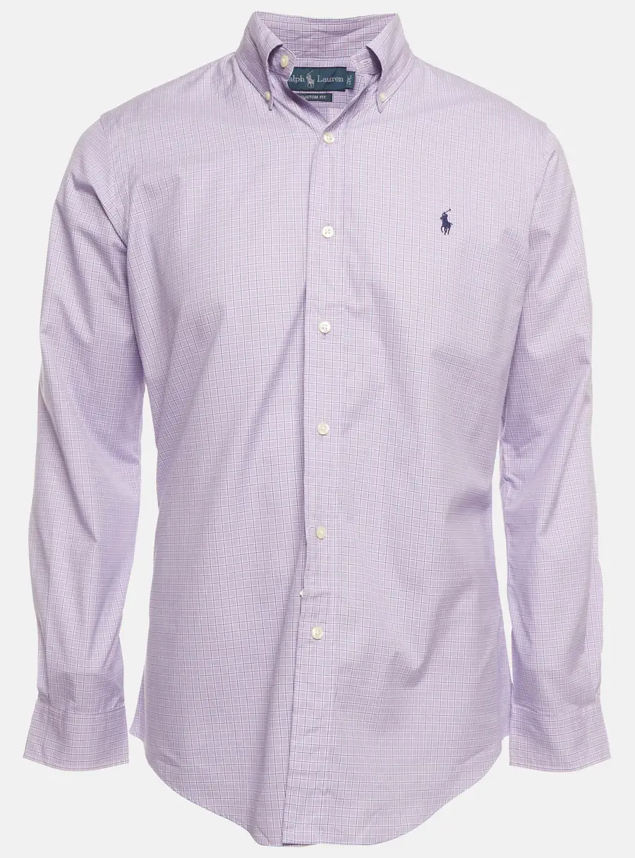 Ralph Lauren Purple Check Cotton Custom Fit Button Down Shirt S