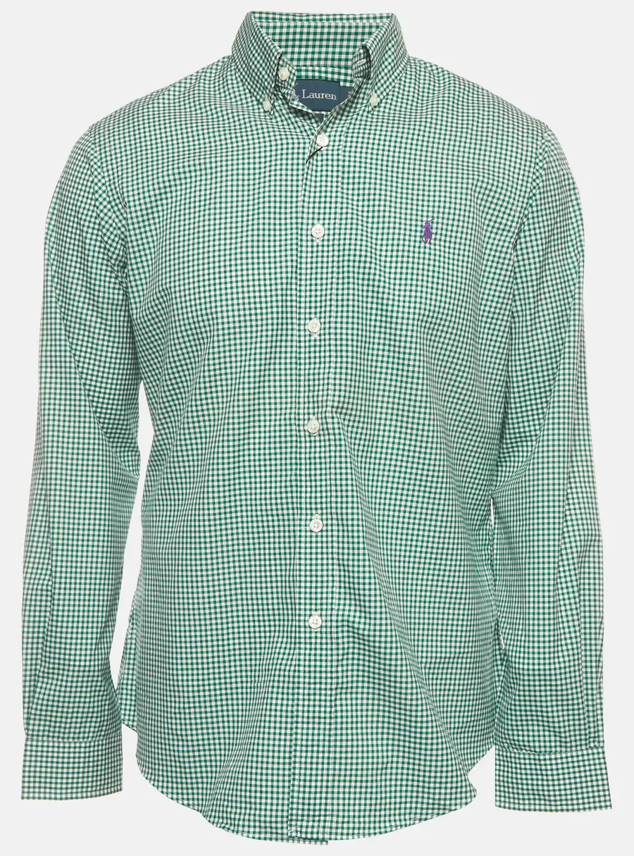 Ralph Lauren Green Plaid Cotton Button Down Shirt M