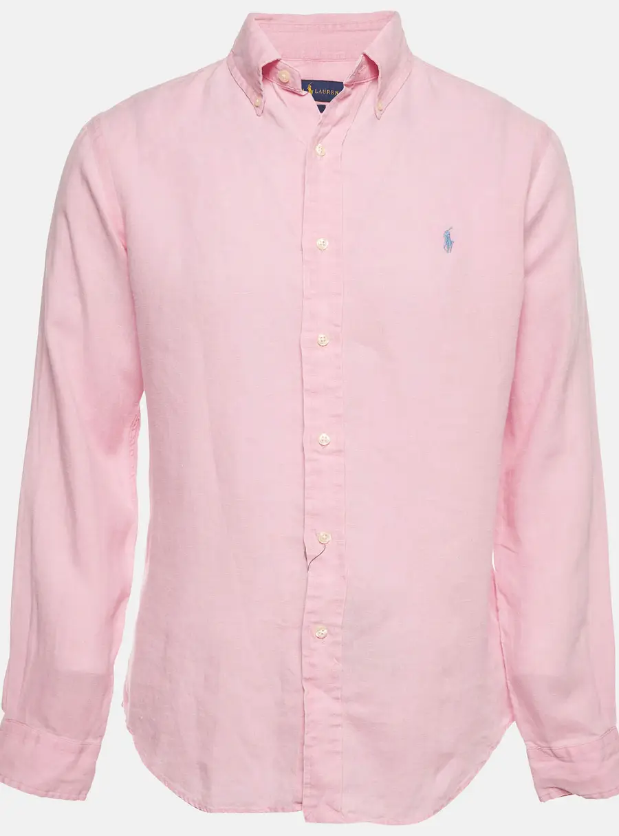 Ralph Lauren Pink Linen Button Down Shirt M