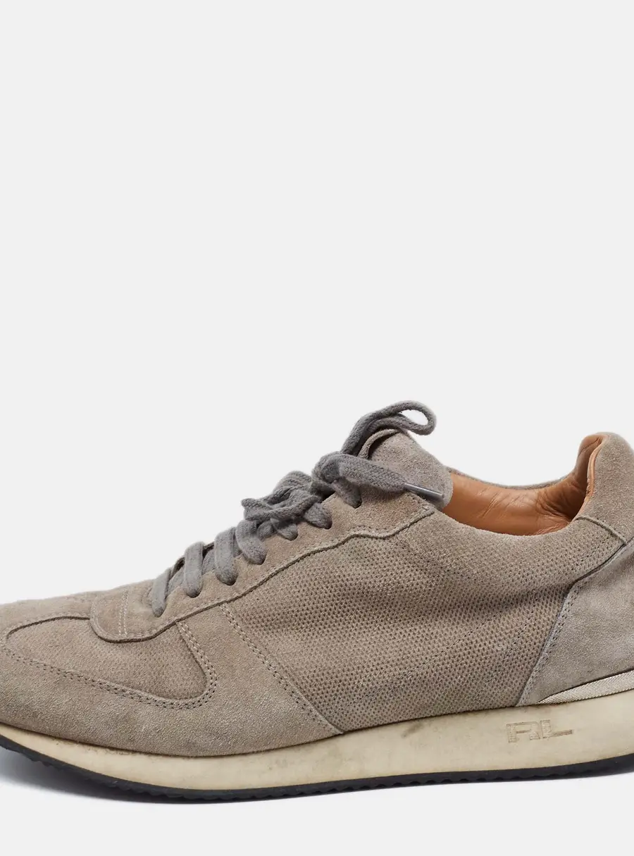 Ralph Lauren Grey Suede and Mesh Low-Top Sneakers Size 42