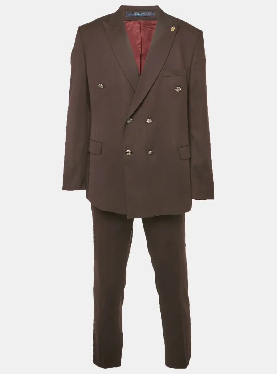 Ricci Di Napoli Burgundy Wool Slim Fit Suit Set XXL/XL