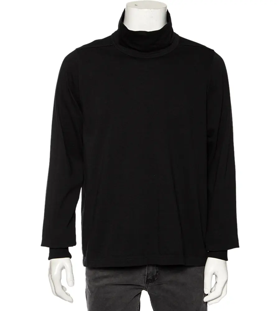 Rick Owens Black Knit Funnel Neck Detailed Oversized Jumper S