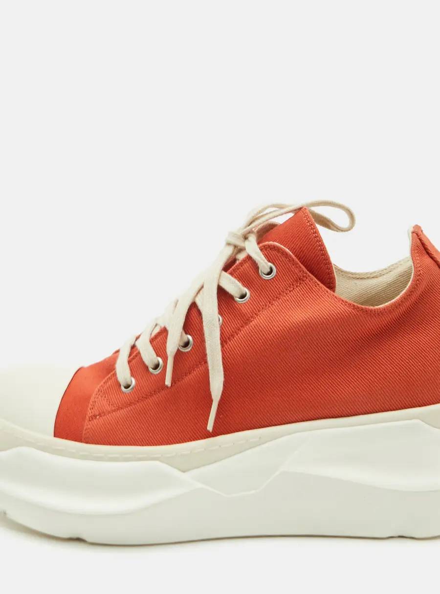 Rick Owens Abstract Size 42 Orange Canvas Platform Lace Up Low Top Sneakers