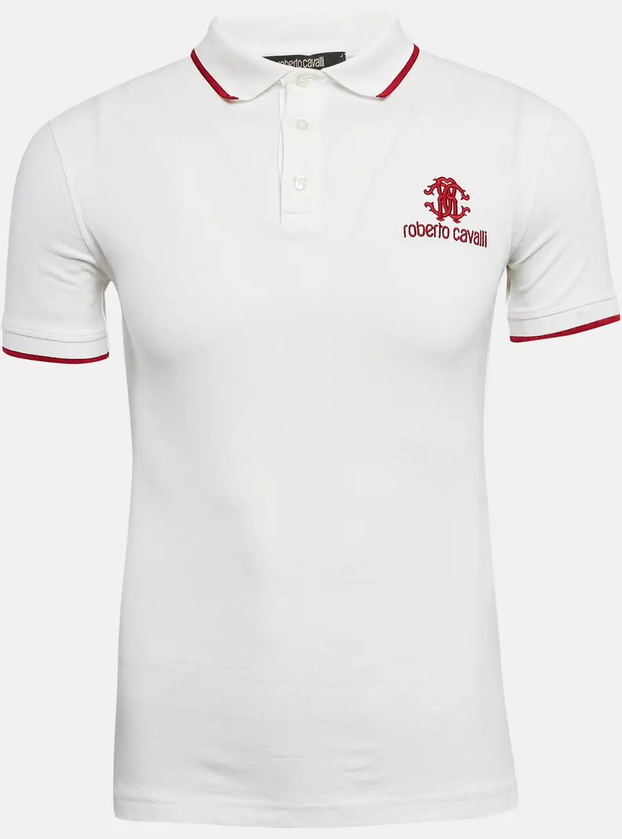 Roberto Cavalli White Cotton Pique Polo T-Shirt S