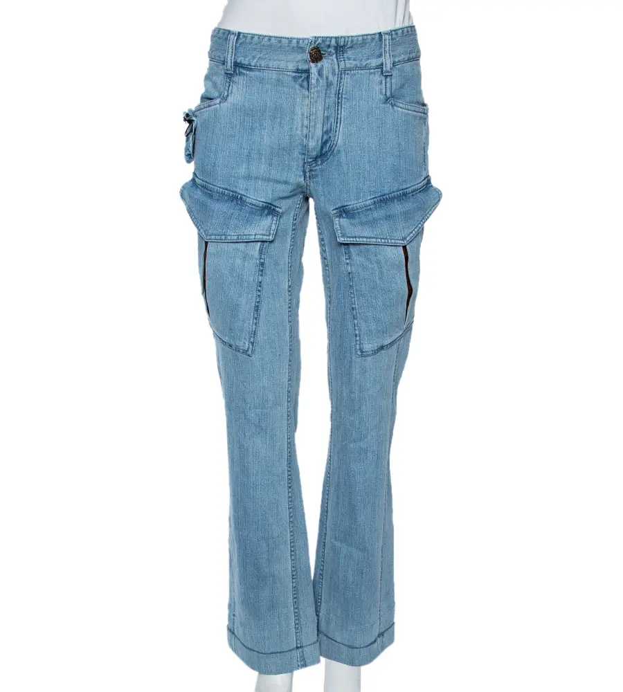 Roberto Cavalli Indigo Light Wash Denim Cargo Jeans S