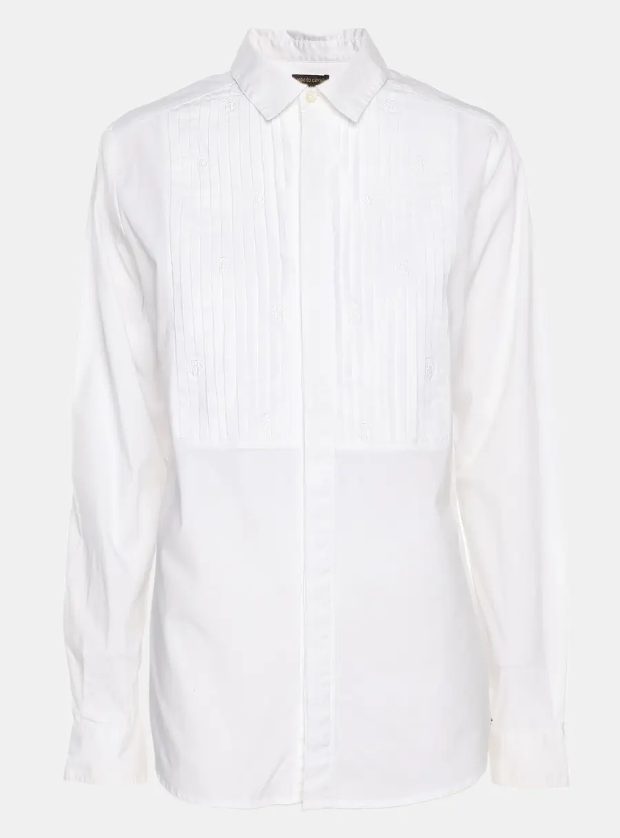 Roberto Cavalli White Cotton Button Front Shirt M