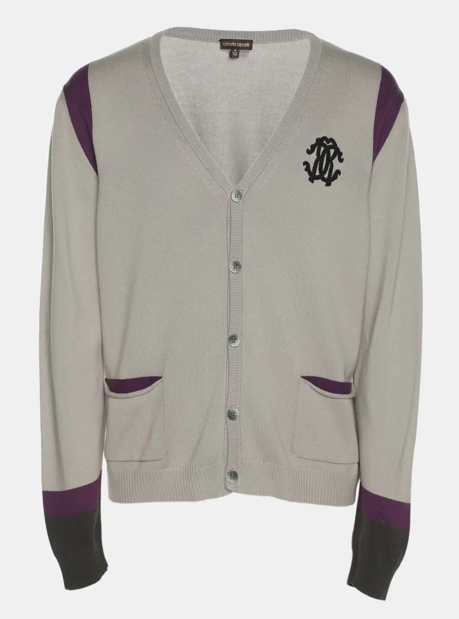 Roberto Cavalli Tri Color Rib Knit Cardigan M