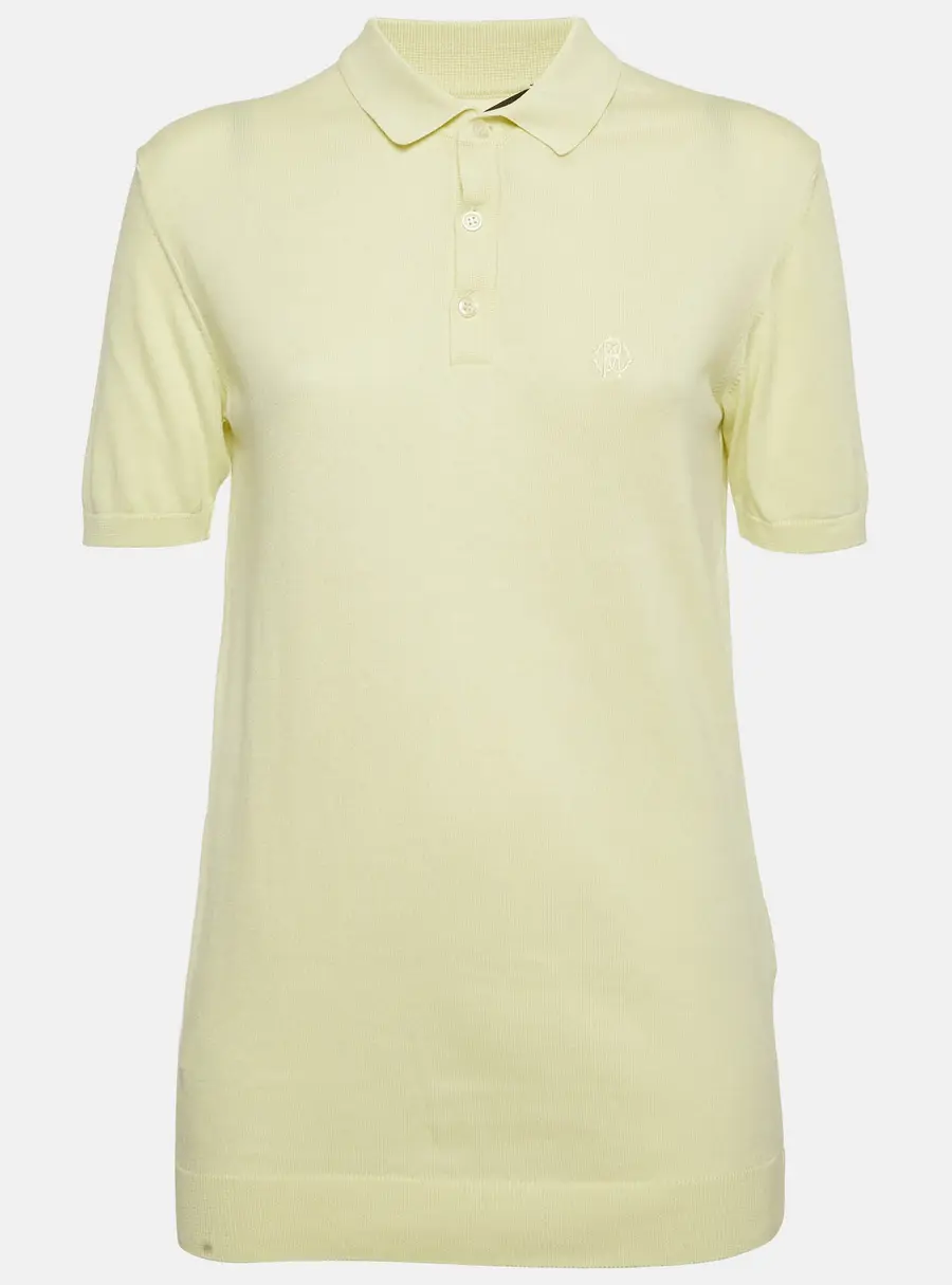Roberto Cavalli Yellow Jersey Knit Polo T-Shirt M