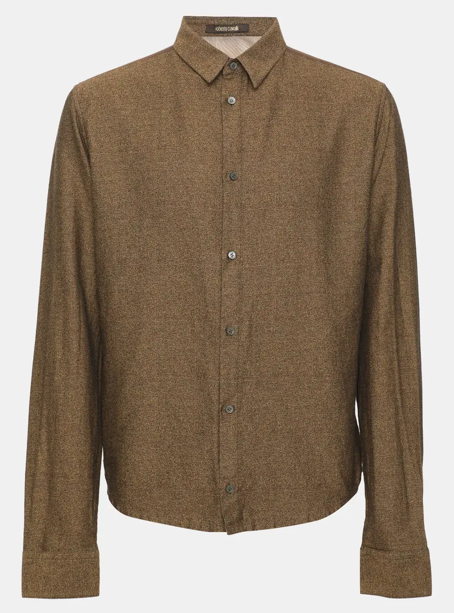 Roberto Cavalli Forest Green Multicolor Printed Cotton Blend Long Sleeve Shirt M