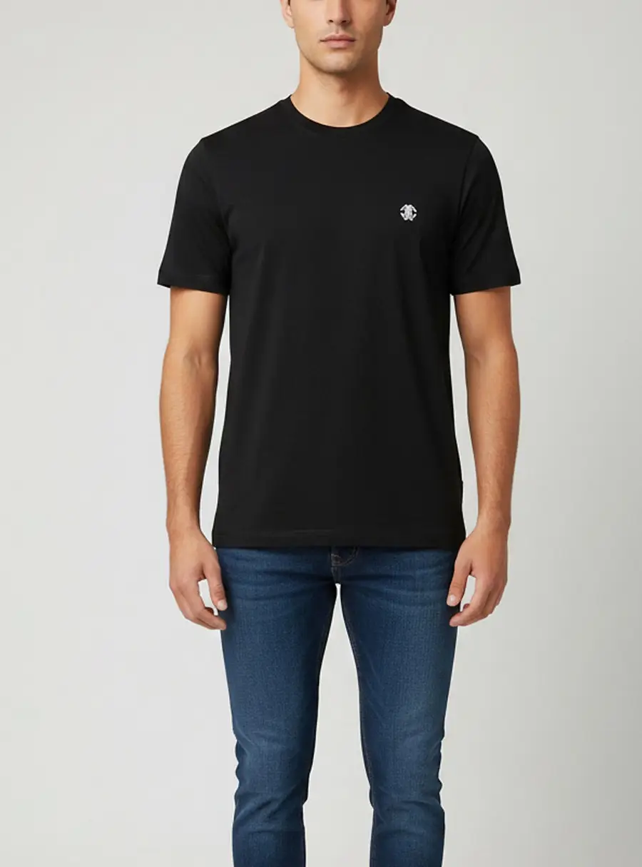 Roberto Cavalli Black Cotton Logo Embroidered Crew Neck T-Shirt S