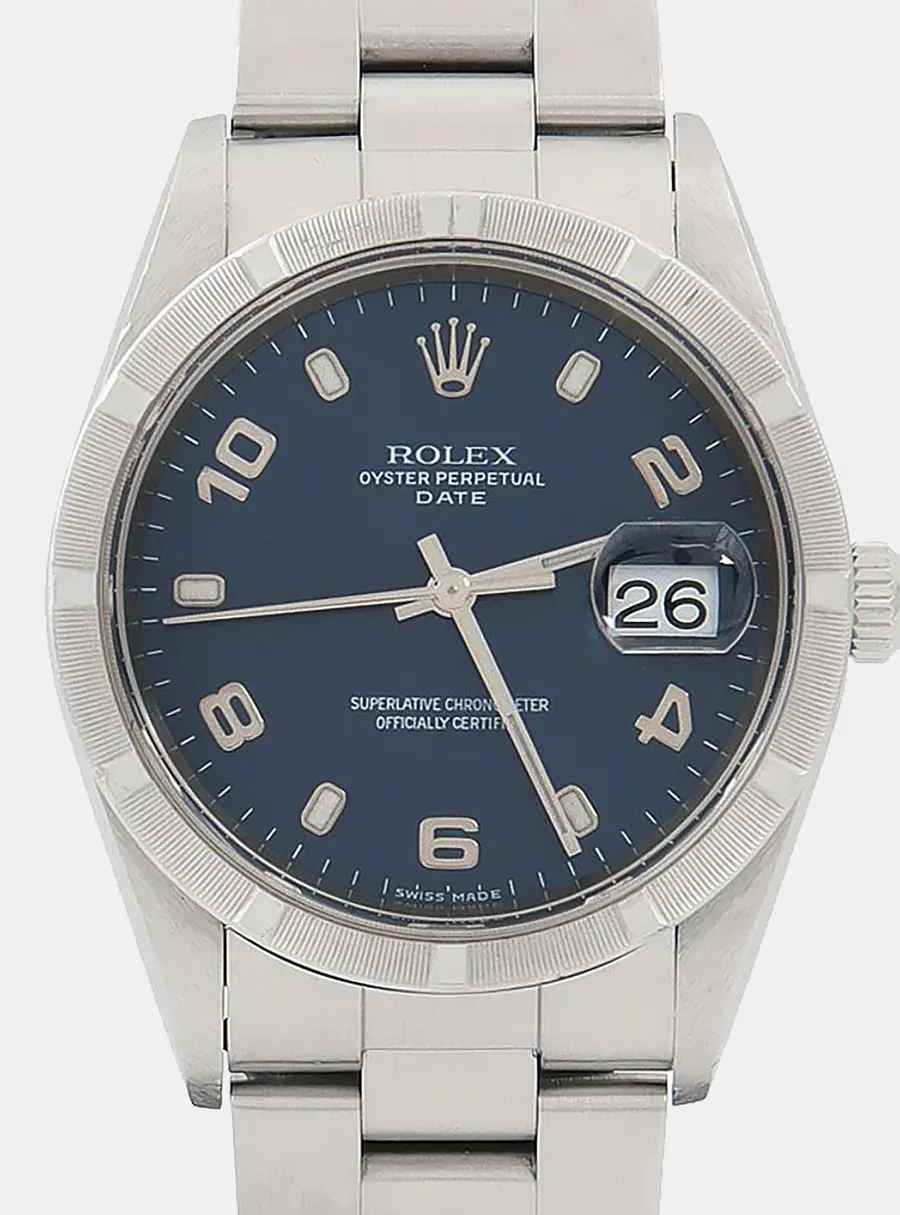 Rolex Date 15210 Automatic Blue Stainless Steel Men's Wristwatch 34mm
