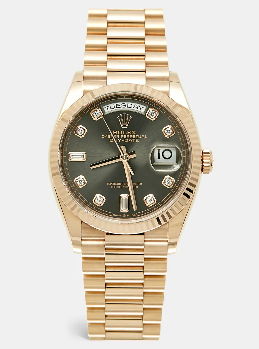 Rolex Day - Date President M128235-0050 Slate Dial 18K Everose Gold Diamond Men's Wristwatch 36 mm