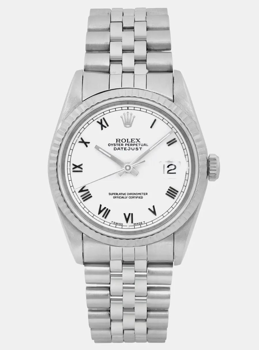 Rolex Datejust 16234 White Stainless Steel Automatic Men's Wristwatch 36mm