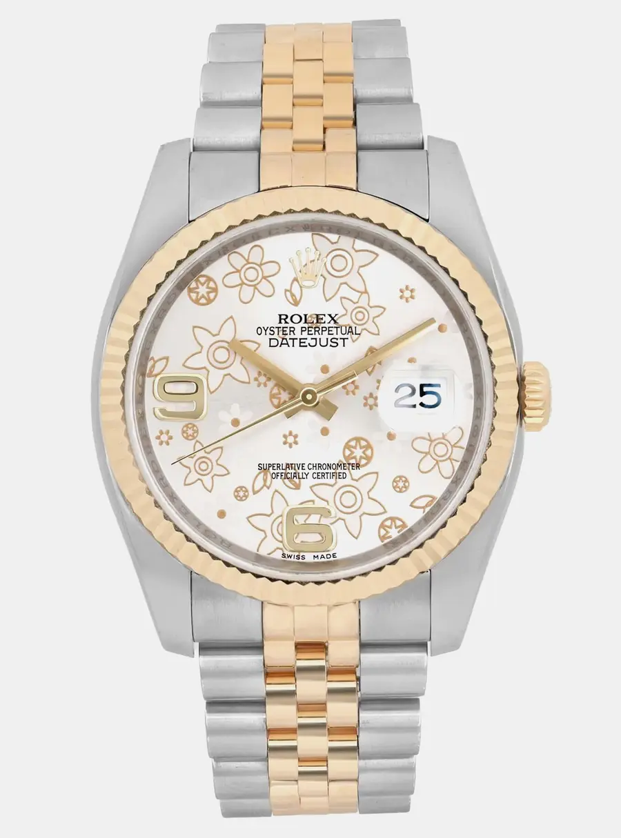 Rolex Datejust 116233 Silver 18k Yellow Gold Stainless Steel Men's Wristwatch 36mm